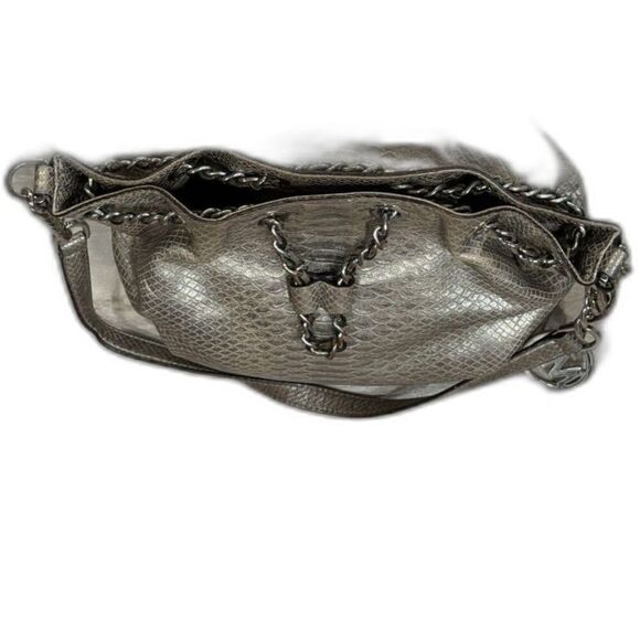 Michael Kors Metallic Python Embossed Chain Tote Bag - Picture 8 of 8